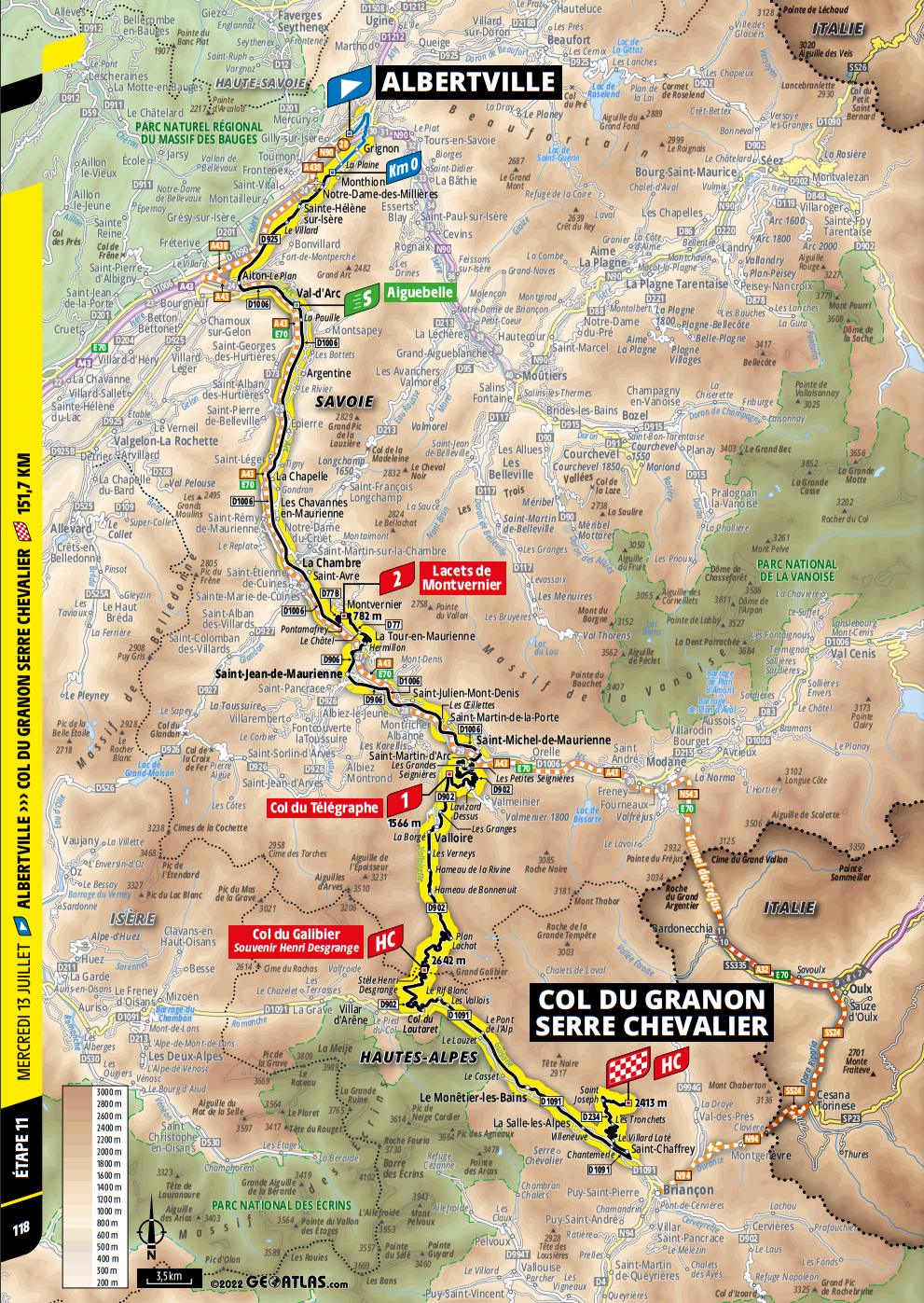 De route van vandaag (Bron: Tour de France) De route van vandaag (Bron: Tour de France)