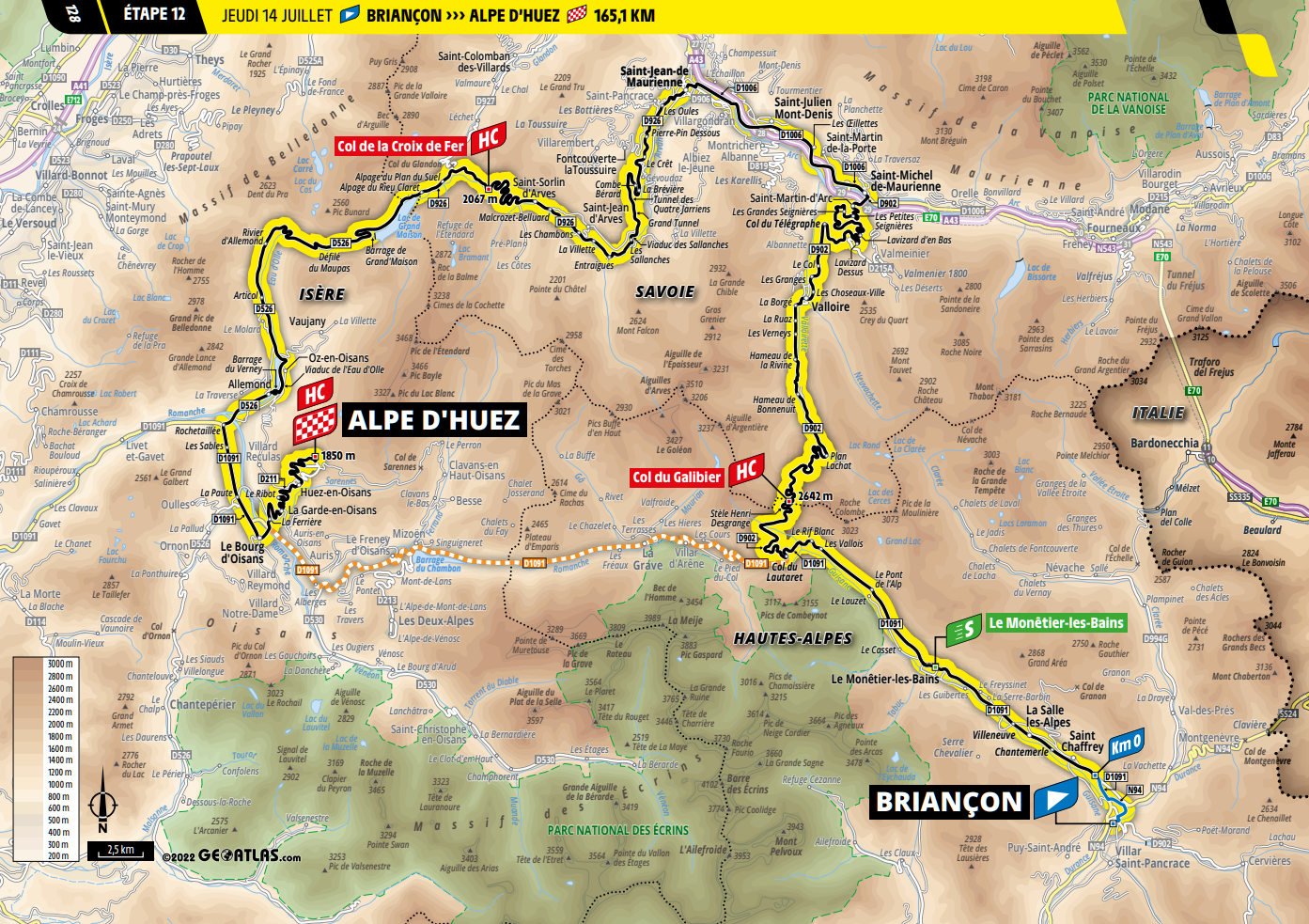 De route van vandaag (Bron: Tour de France) De route van vandaag (Bron: Tour de France)