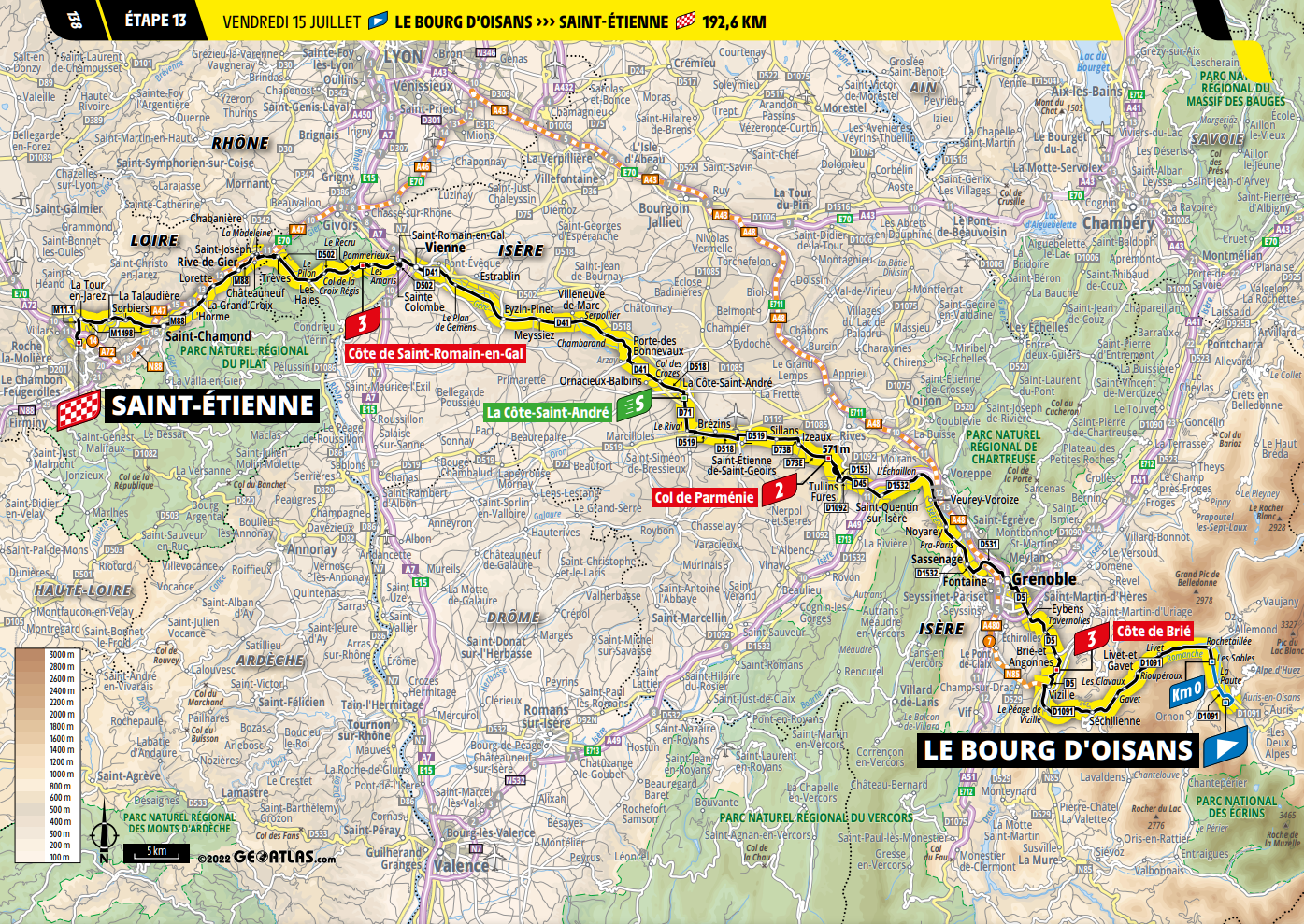 De route van vandaag (Bron: Tour de France) De route van vandaag (Bron: Tour de France)