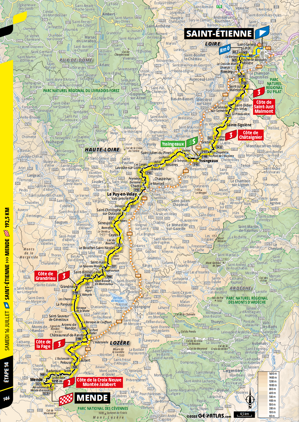 De route van vandaag (Bron: Tour de France) De route van vandaag (Bron: Tour de France)