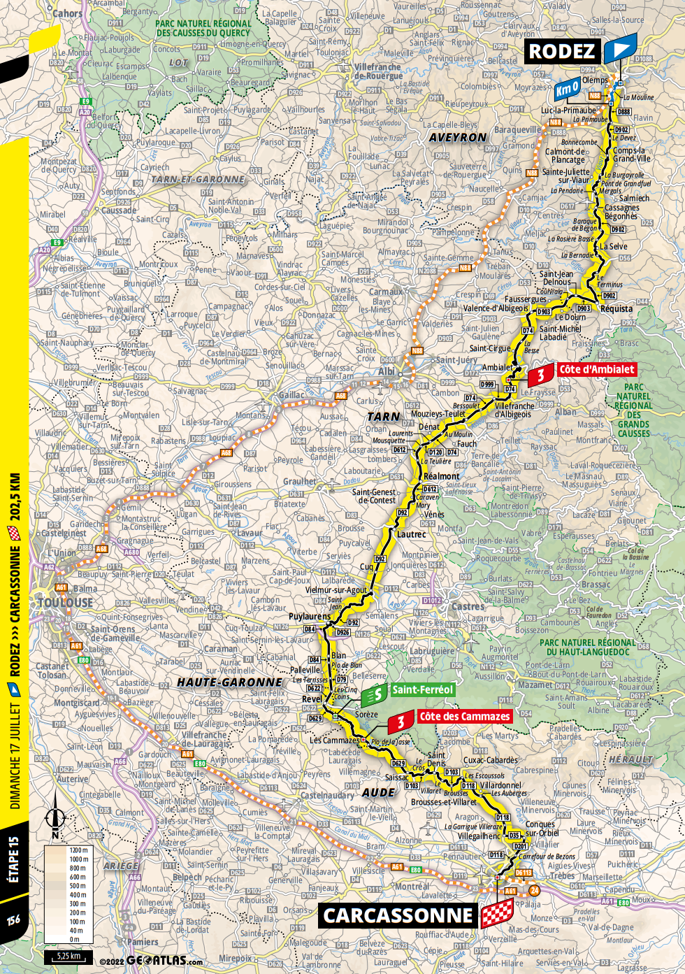 De route van vandaag (Bron: Tour de France) De route van vandaag (Bron: Tour de France)