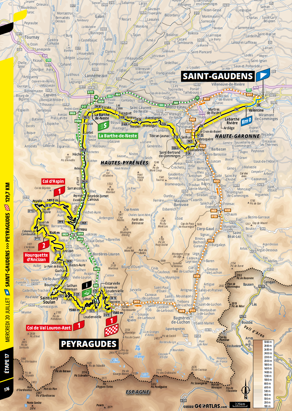 De route van vandaag (Bron: Tour de France) De route van vandaag (Bron: Tour de France)