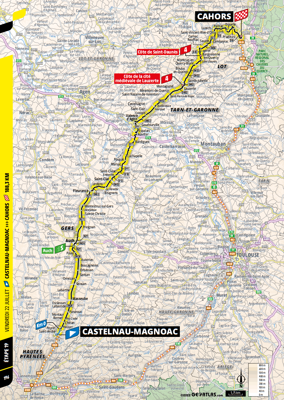 De route van vandaag (Bron: Tour de France) De route van vandaag (Bron: Tour de France)