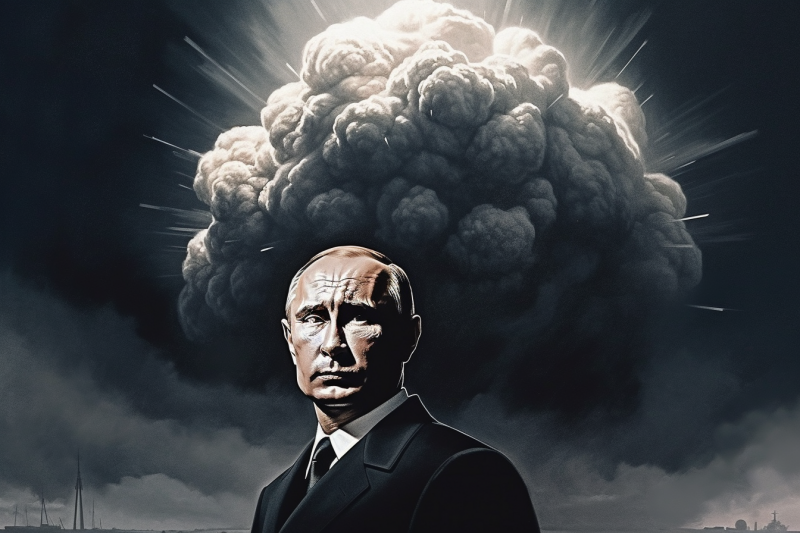 Poetin gaat kernwapens plaatsen aan Poolse grens (afbeelding: Midjourney AI / FOK.nl)