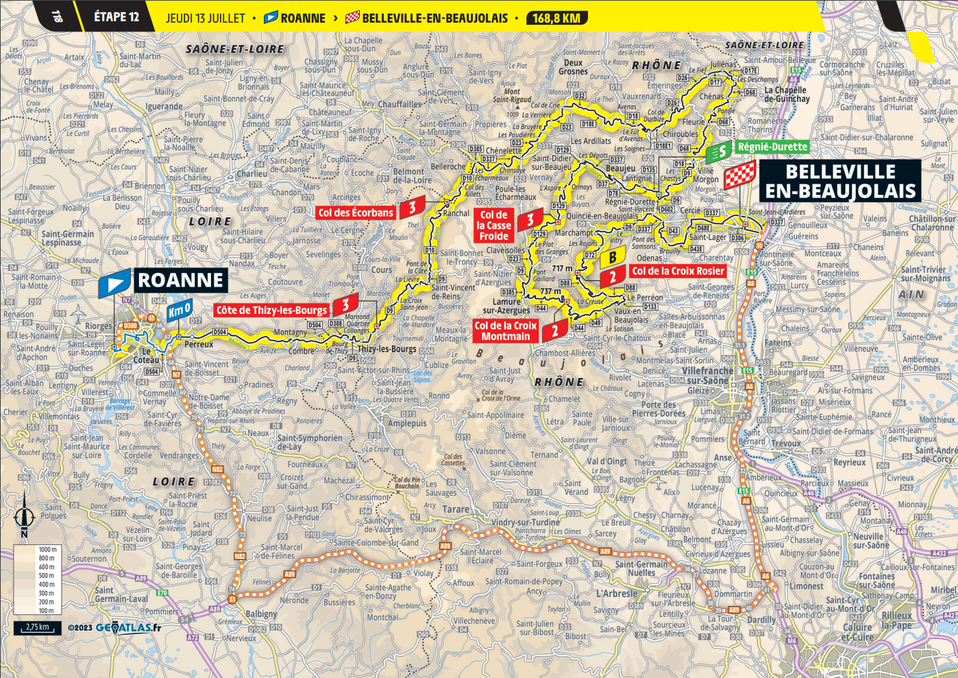 De route van vandaag (Bron: Tour de France)