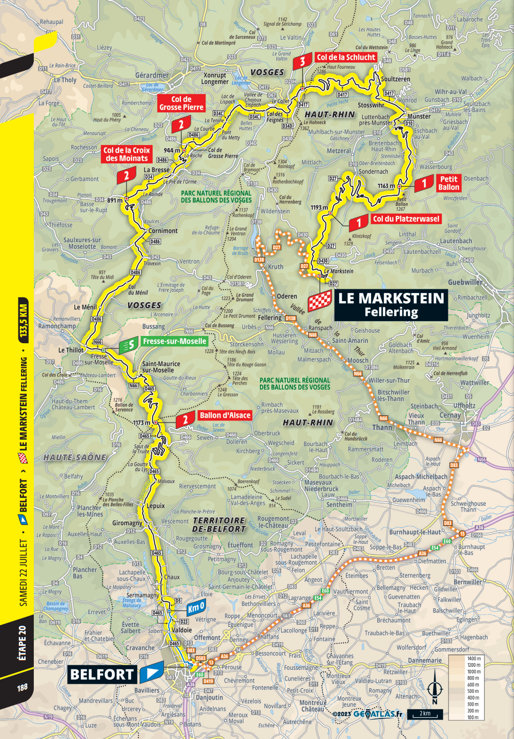 De route van vandaag (Bron: Tour de France)