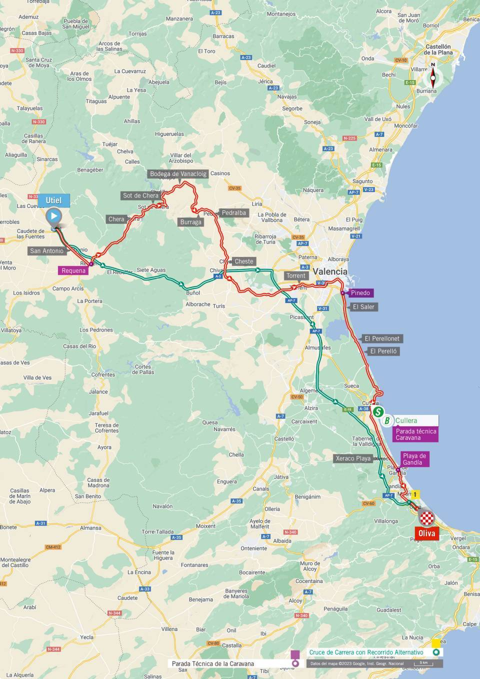 De route van vandaag (Bron: Vuelta a España) De route van vandaag (Bron: Vuelta a España)