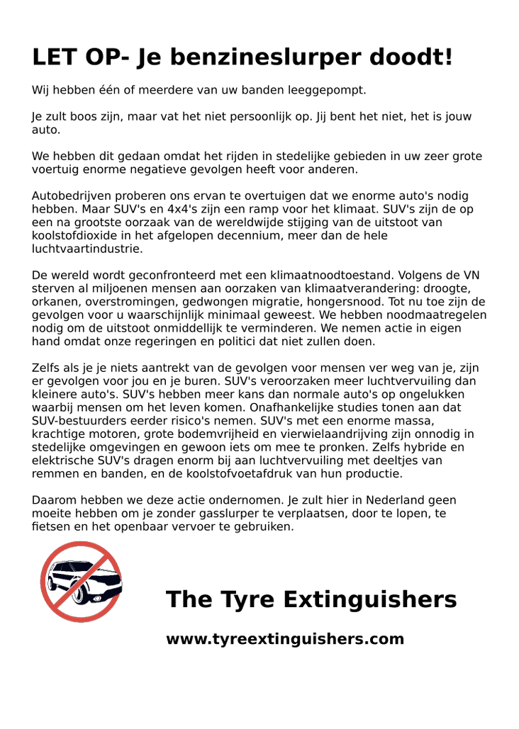 Leaflet Tyre Extinguishers NL ( @ www.tyreextinguishers.com/leaflet)