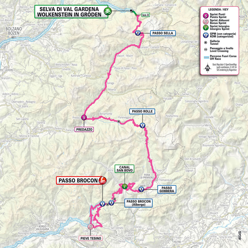 De route van vandaag (Bron: Giro d'Italia)