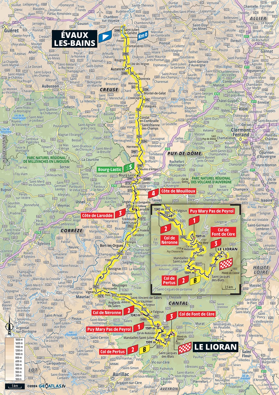 De route van vandaag (Bron: Tour de France) De route van vandaag (Bron: Tour de France)