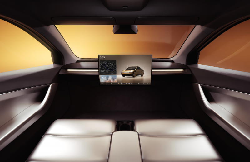 Dashboard zonder stuur in Cybercab / Robotaxi 2024 (@Tesla) 
