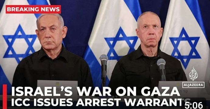 Arrestatiebevelen voor Netanyahu, Gallant en Deif (@ AlJazeera on YouTube 21-11-24) 