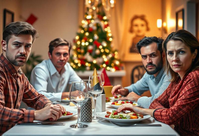 Boze gezichten tijdens het kerstdiner (@ Freepik-AI) Boze gezichten tijdens het kerstdiner (@ Freepik-AI)