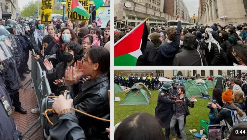 NYPD arrests pro-Palestinian protesters at Columbia University @Politico YouTube 190424 screenshot) NYPD arrests pro-Palestinian protesters at Columbia University @Politico YouTube 190424 screenshot)