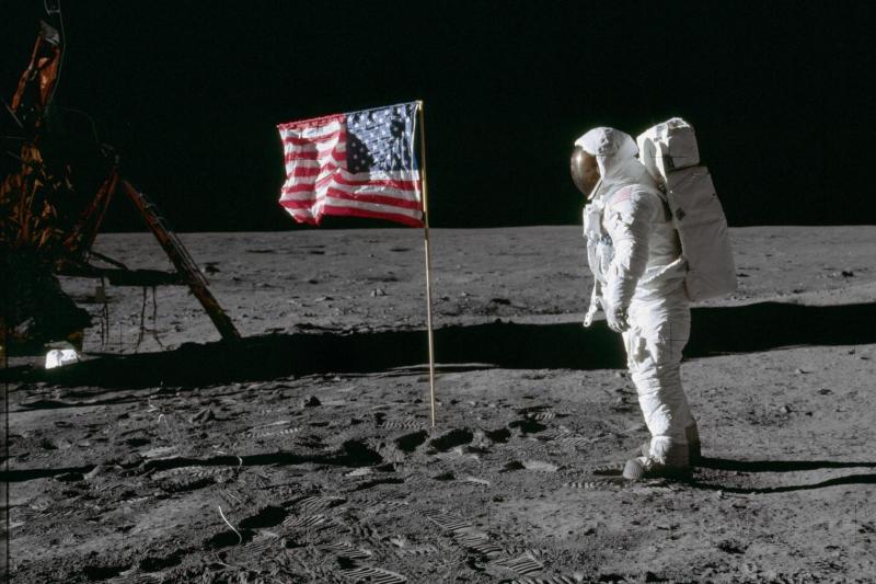 Buzz Aldrin op de maan (@NASA)