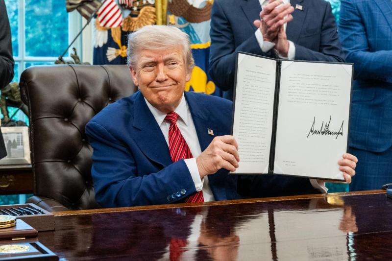 Trump mei 2025 (@White House on WikimediaCommons) Trump mei 2025 (@White House on WikimediaCommons)