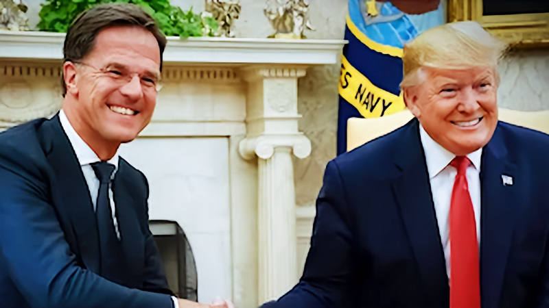 Rutte vleit Trump (@Wion on YT 240625-screenshot) Rutte vleit Trump (@Wion on YT 240625-screenshot)
