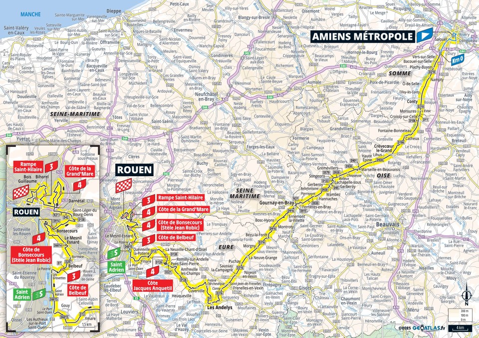 De route van vandaag (Bron: Tour de France) De route van vandaag (Bron: Tour de France)