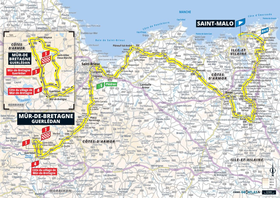 De route van vandaag (Bron: Tour de France) De route van vandaag (Bron: Tour de France)