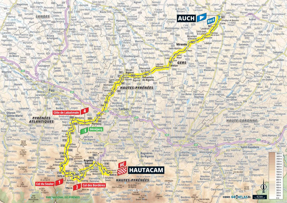 De route van vandaag (Bron: Tour de France) De route van vandaag (Bron: Tour de France)