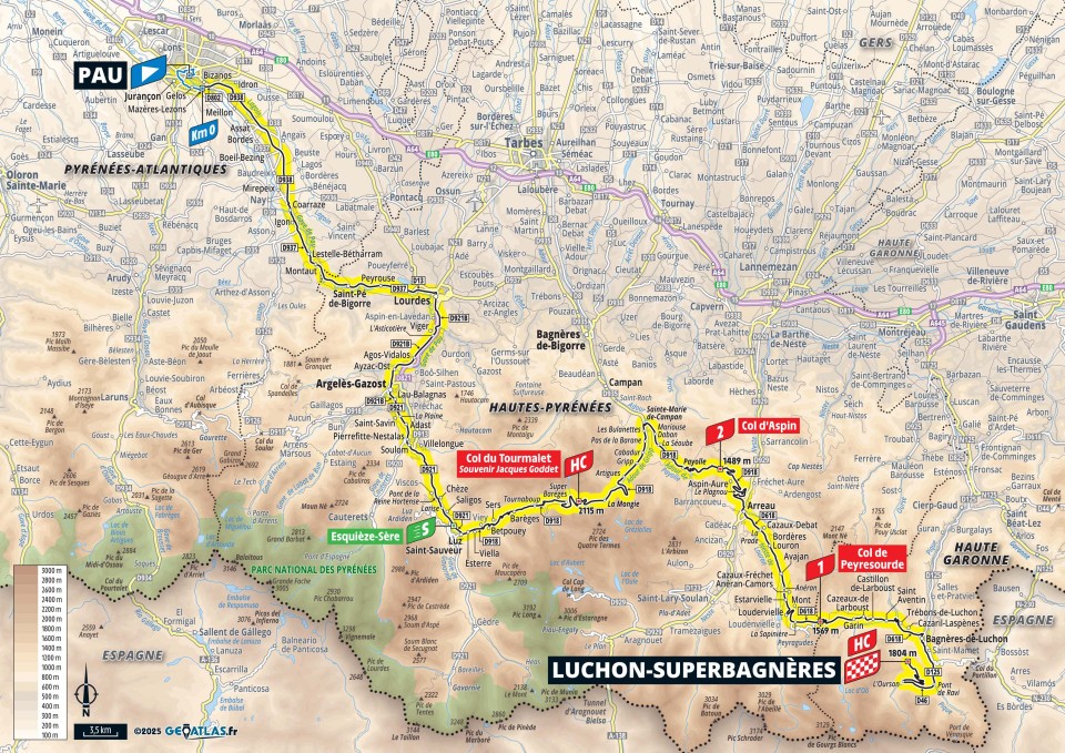 De route van vandaag (Bron: Tour de France) De route van vandaag (Bron: Tour de France)