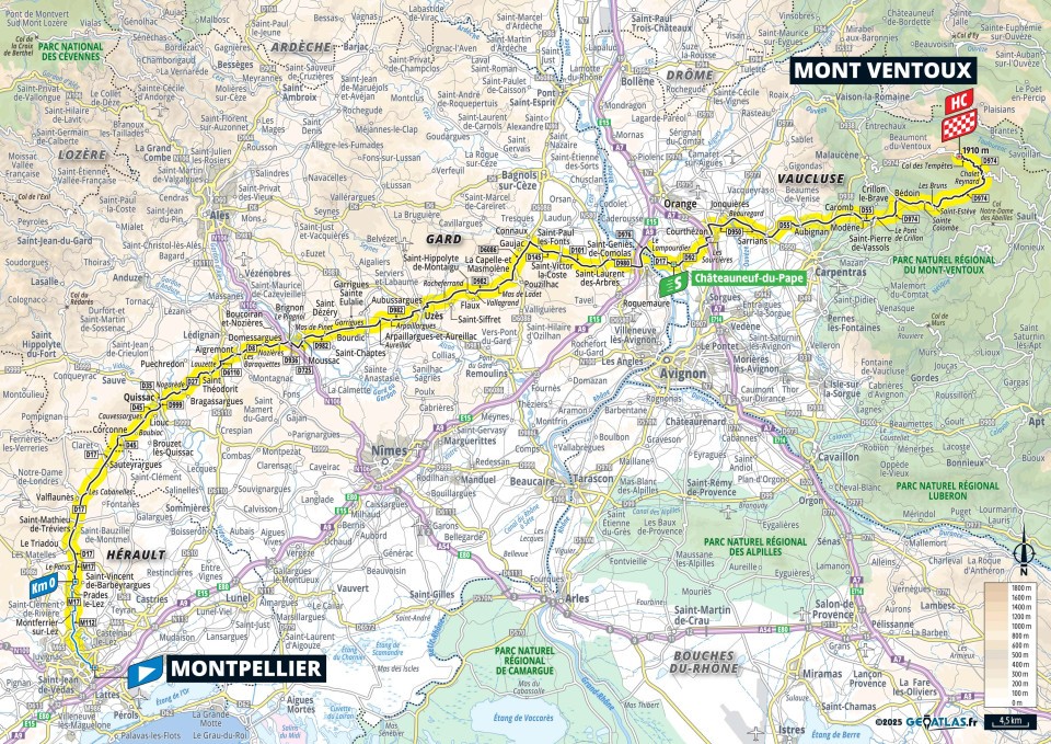 De route van vandaag (Bron: Tour de France) De route van vandaag (Bron: Tour de France)