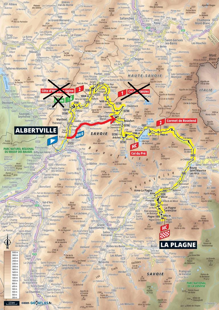 De (aangepaste) route van vandaag (Bron: Tour de France)