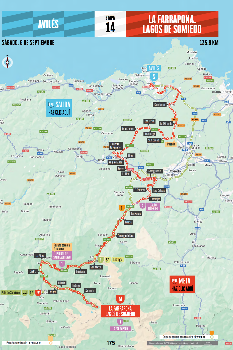 De route van vandaag (Bron: Vuelta a España) De route van vandaag (Bron: Vuelta a España)