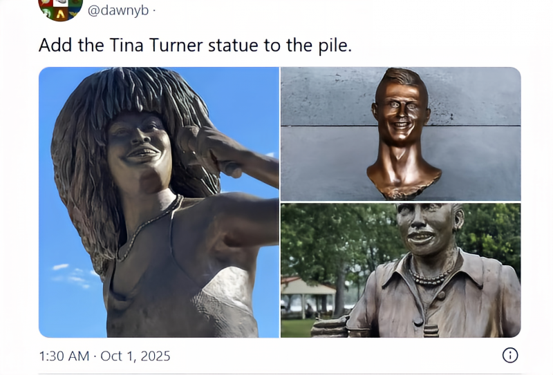 Standbeeld Tina Turner (@ Amanda Baller on X 011025)
