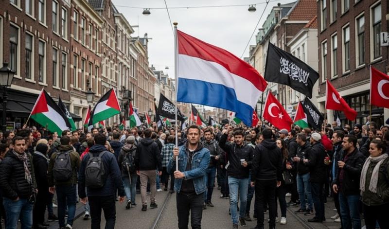 Verbod op de vlag in het midden? 40% steunt het &nbsp;(Afbeelding: Google Gemini / FOK.nl)