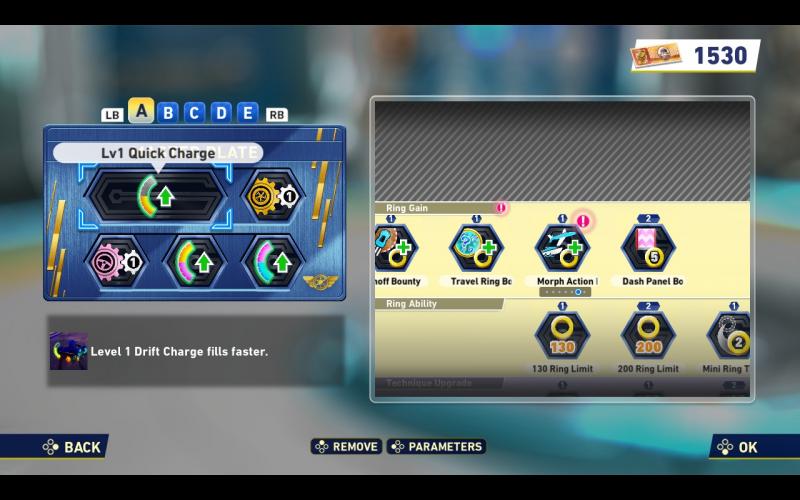 Sonic Racing: Crossworlds Gadget panel