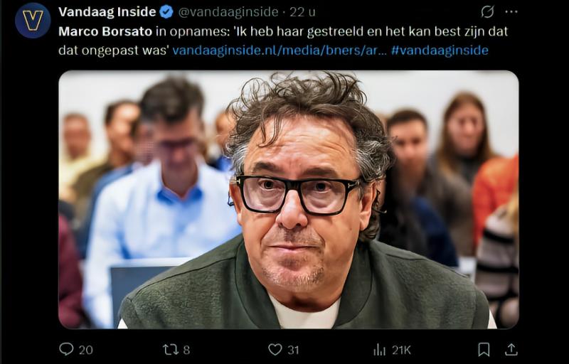 Marco Borsato tijdens rechtszaak (@ Vandaag Inside op X 281025-screenshot)