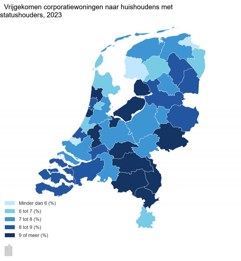 Vrijgekomen corporatiewoningen naar statushouders overzicht 2023 (@CBS) Vrijgekomen corporatiewoningen naar statushouders overzicht 2023 (@CBS)