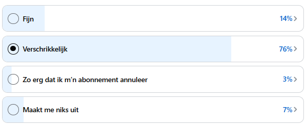 Poll uit de Pathe Unlimited Community facebookgroep