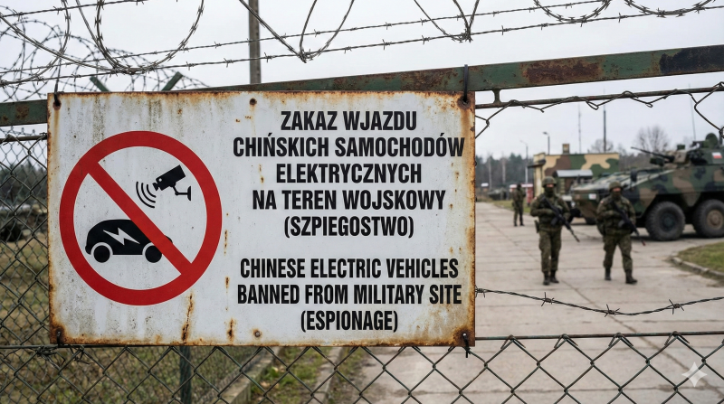 AI - impressie verbod voor Chibese auto op militair terrein (@Gemini-AI) 