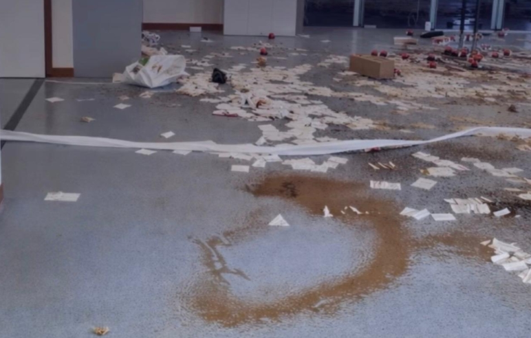 Een klein deel van de aangerichte ravage (Foto: Politie / Instagram)