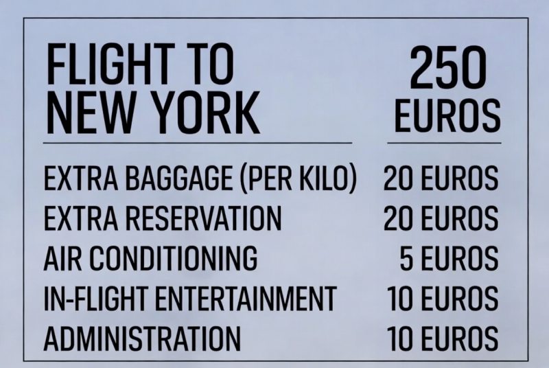 Toeslag op toeslag op toeslag bij vliegen mogelijk aan banden (afbeelding ter illustratie: Grok / FOK.nl)