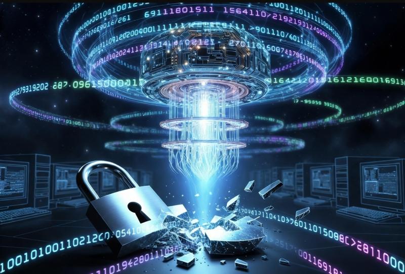 Geen versleuteling is veilig voor Quantumcomputers (Afbeelding: Grok AI / FOK.nl)