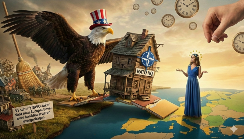 USA draagt NAVO-taken over aan Europa (@Gemini-AI-impressie) 