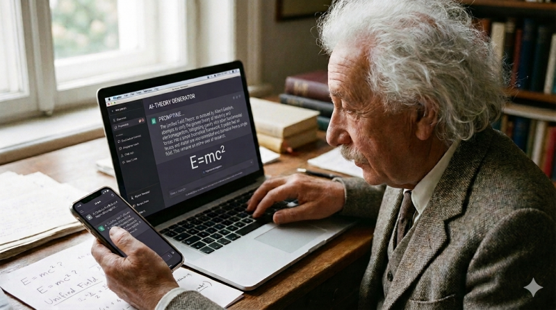 Einstein ontdekt AI (@Gemini-AI-impressie) 