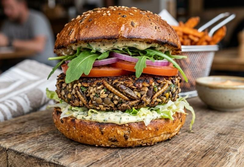'Vleesvervangende burger' - geen vegan- (@Gemini-AI-impressie) 