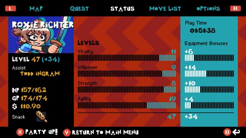 scott pilgrim ex stats screen