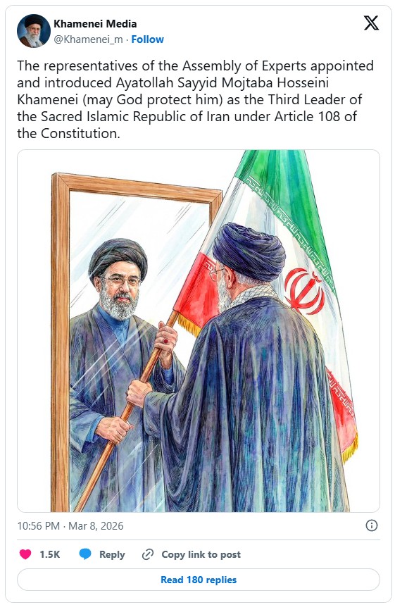 Khamenei Media maakt nieuwe ayatollah bekend (Foto: X / Khamenei Media)