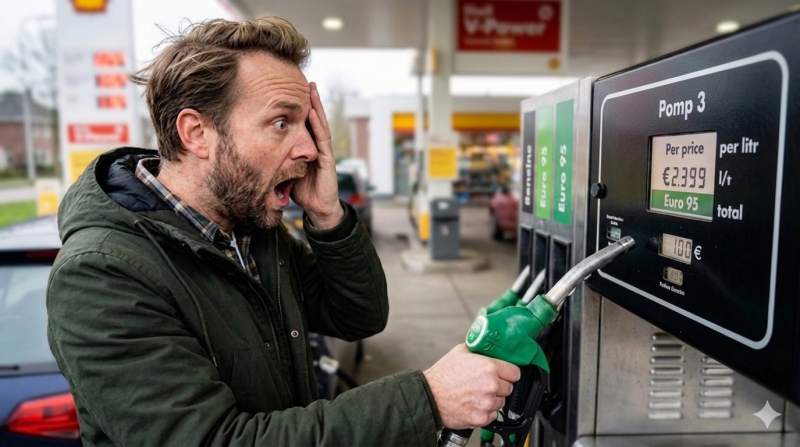 Hoge prijzen aan de pomp (@Gemini-AI-impressie) 