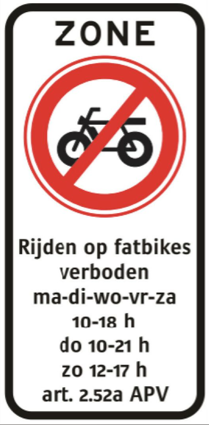 Verbodsbord fatbikes