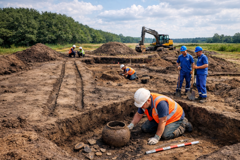 Graafwerkzaamheden archeologische vondst (Foto: ChatGPT)