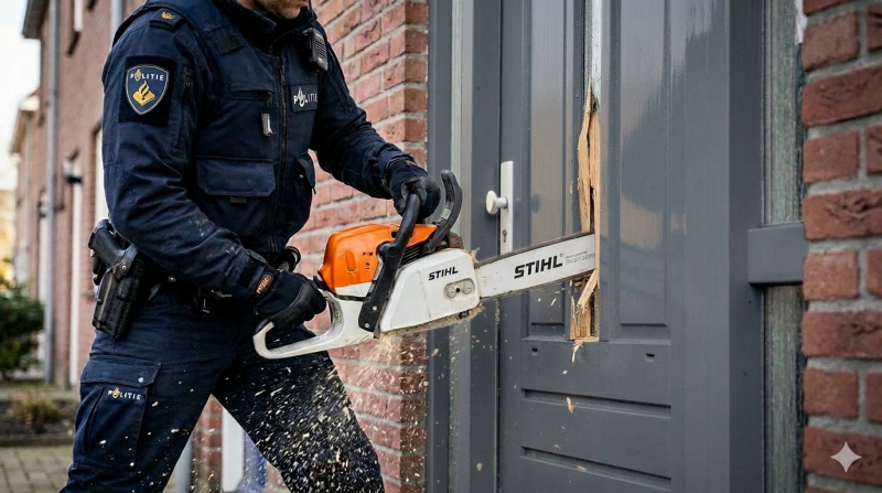 Agent gebruikt kettingzaag (@Gemini-AI-impressie) 