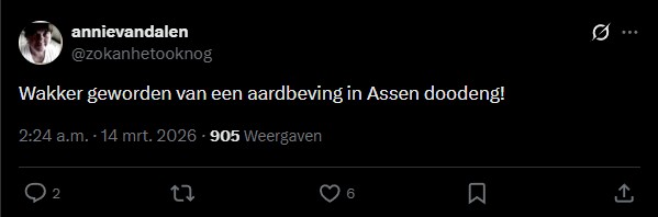 Aardbeving Drenthe (Foto: X.com / @zokanhetooknog)