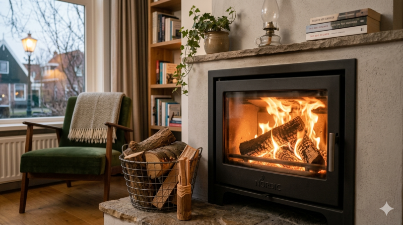 Houtkachel (@Gemini-AI-impressie) 