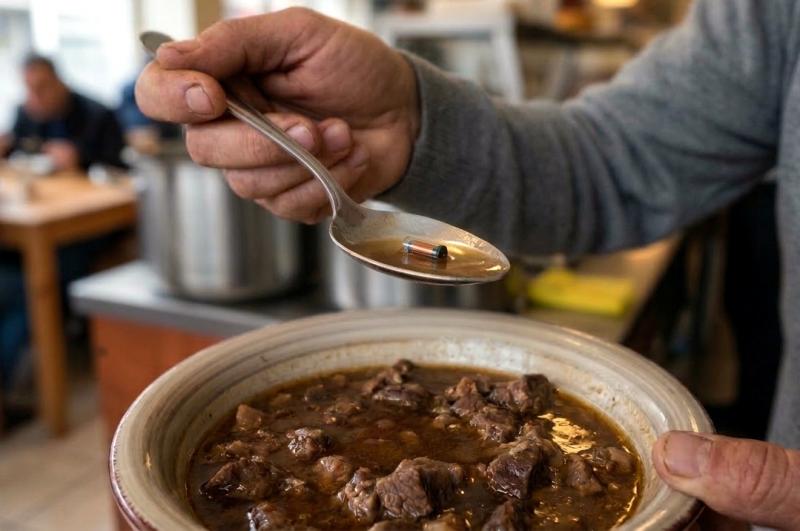 Turkse klant treft chip racepaard aan in soep (@Gemini-AI-impressie) 